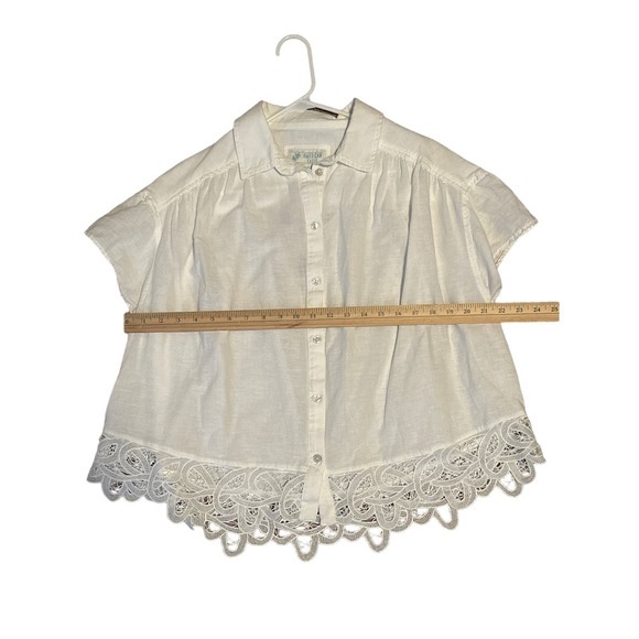 American‎ Eagle White Linen blend oversized shirt size medium - Picture 7 of 8